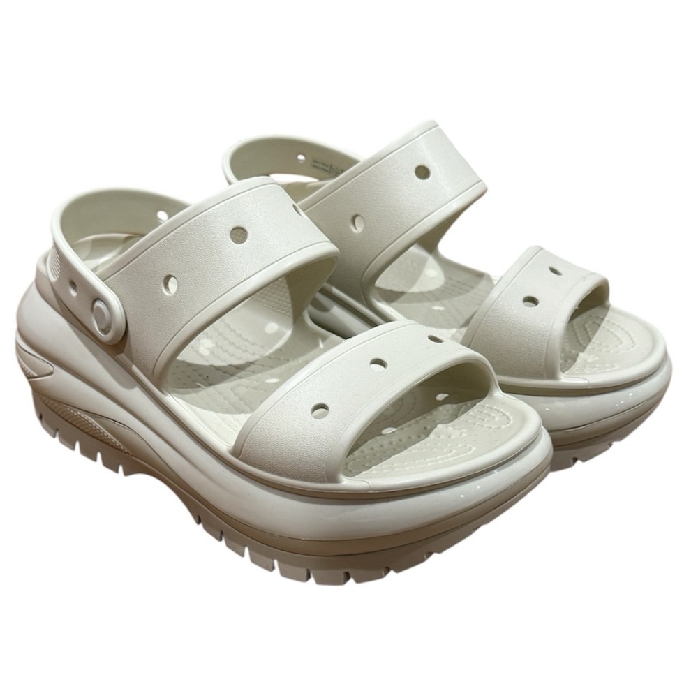 NWOT Crocs Classic Mega Crush Sandal Unisex Thick‎ Soled Sandals Ivory Bone US 9